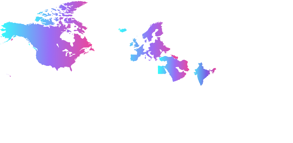 World map showing DataSirpi's global client presence
